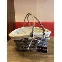 Panier Jade osier anthracite et beige ovale 43x34x15/19cm